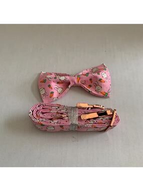 Unique Style Paws Adjustable Cotton Dog Collar With Bowtie Large Dog